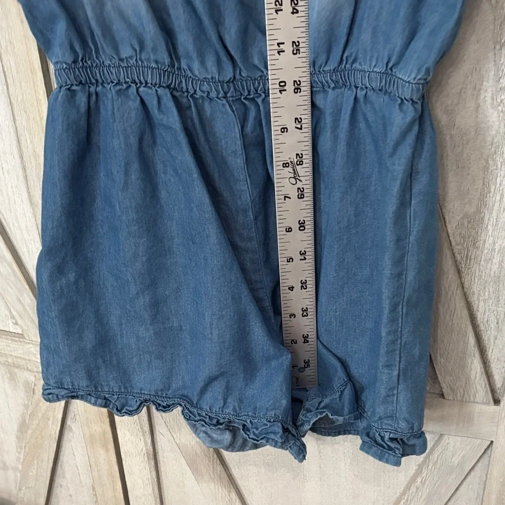 Blue Lace-Up Justice Chambray Romper